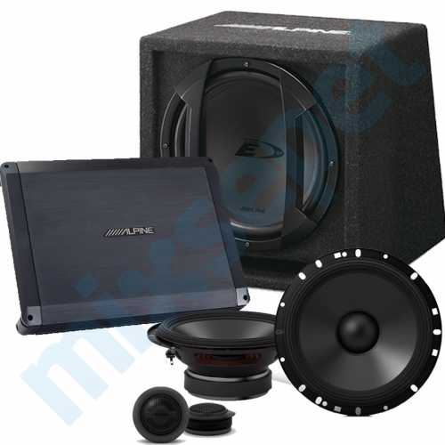 Alpine 500 Watt Subwofer Amfi Mid Hoparlör Seti + Kablo Seti