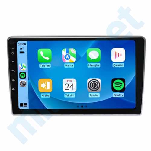 VolksWagen Seat Skoda Volvo 9 İnç Carplay Androidauto Multimedya Sistemi (Gri)