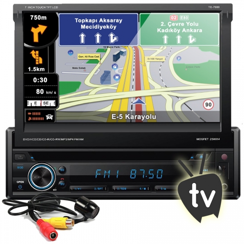 Techlink TE-7600 Navigasyon DVD TV USB İndash Oto Teyp Bluetooth + Kamera