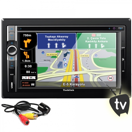 Techlink TE-6500 Navigasyonlu DVD TV USB SD Double Teyp + Kamera