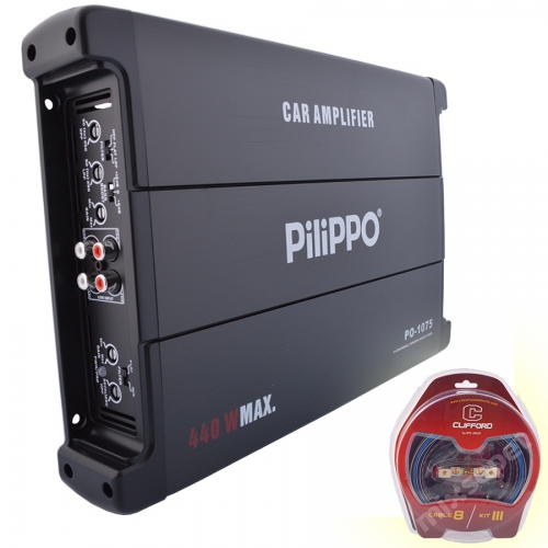 Pilippo PO-1075 4 Kanal 440 Watt Oto Amplifikatör + Kablo seti