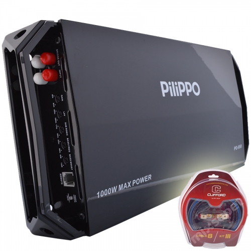 Pilippo PO-950 Mono 1000 WATT Oto Bas Anfisi + Kablo Seti